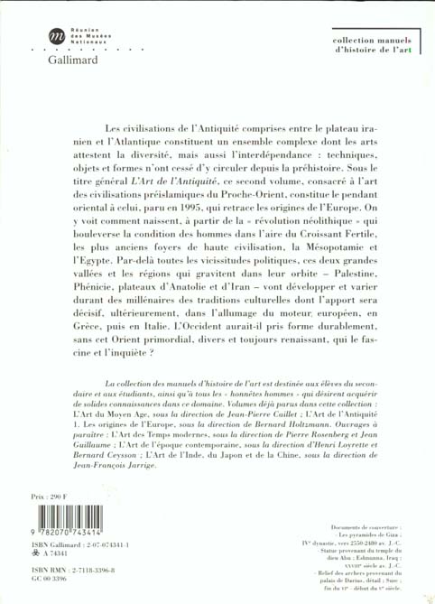 Quatrième de couverture de « L'ART DE L'ANTIQUITE - VOL02 - L'EGYPTE ET LE PROCHE-ORIENT »