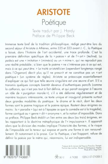 Quatrième de couverture de « POETIQUE »