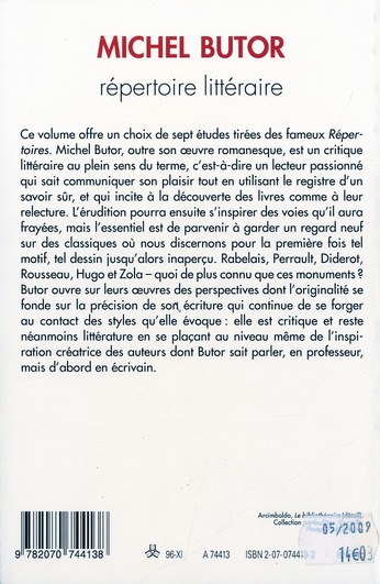 Quatrième de couverture de « REPERTOIRE LITTERAIRE »