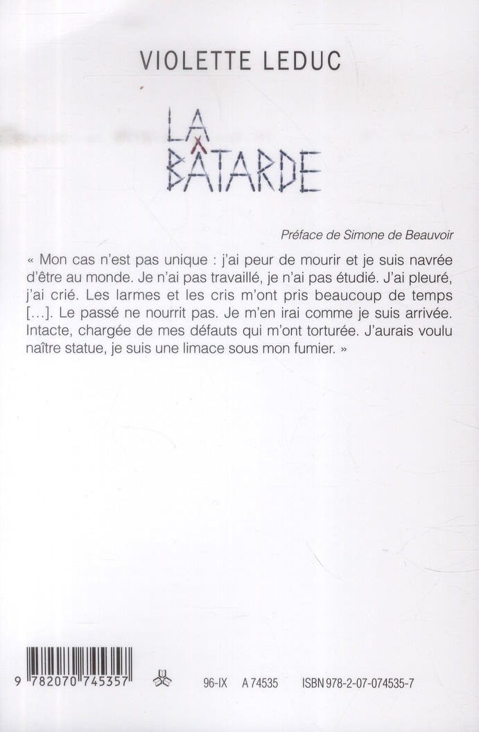 Quatrième de couverture de « LA BATARDE »