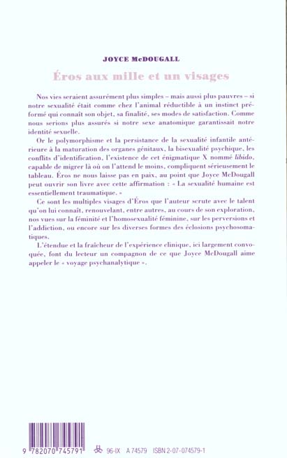 Quatrième de couverture de « EROS AUX MILLE ET UN VISAGES - LA SEXUALITE HUMAINE EN QUETE DE SOLUTIONS »