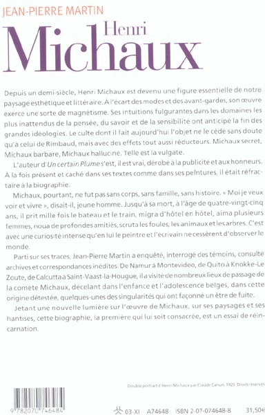Quatrième de couverture de « HENRI MICHAUX »