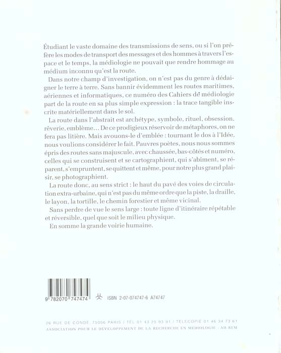 Quatrième de couverture de « QU'EST-CE QU'UNE ROUTE ? »