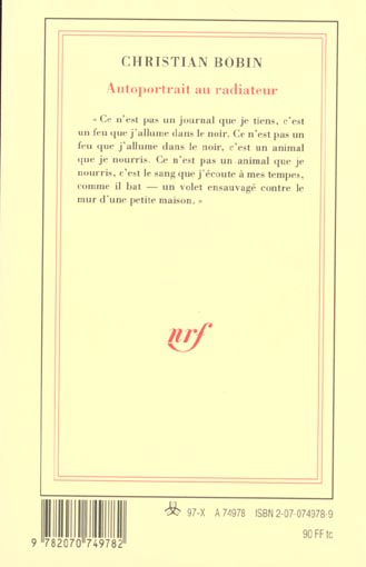 Quatrième de couverture de « AUTOPORTRAIT AU RADIATEUR »