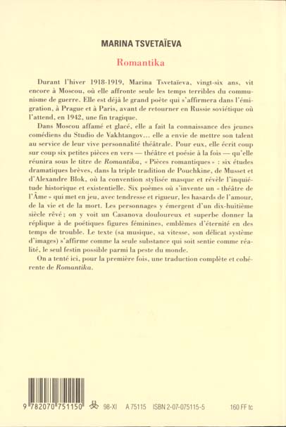 Quatrième de couverture de « ROMANTIKA »