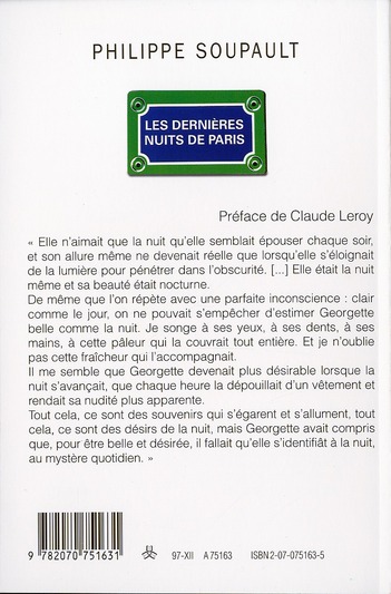 Quatrième de couverture de « LES DERNIERES NUITS DE PARIS »