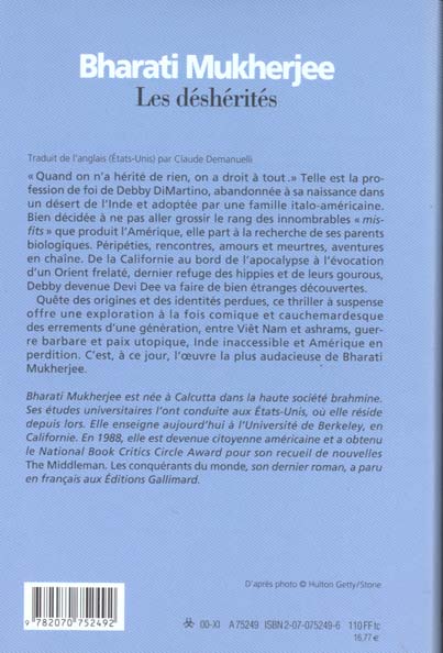 Quatrième de couverture de « LES DESHERITES »
