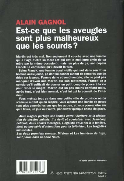 Quatrième de couverture de « EST-CE QUE LES AVEUGLES SONT PLUS MALHEUREUX QUE LES SOURDS ? »