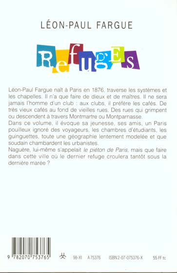 Quatrième de couverture de « REFUGES »