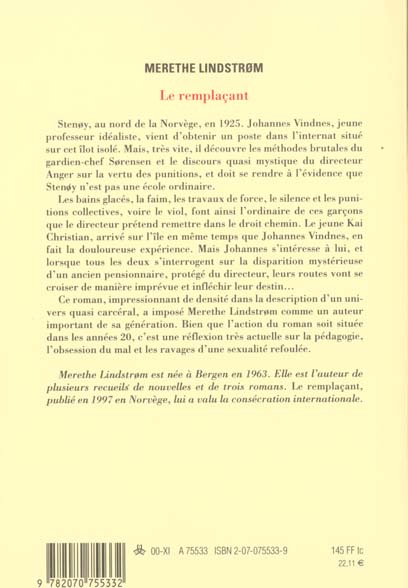 Quatrième de couverture de « LE REMPLACANT »