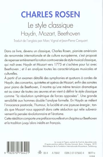 Quatrième de couverture de « LE STYLE CLASSIQUE - HAYDN, MOZART, BEETHOVEN »