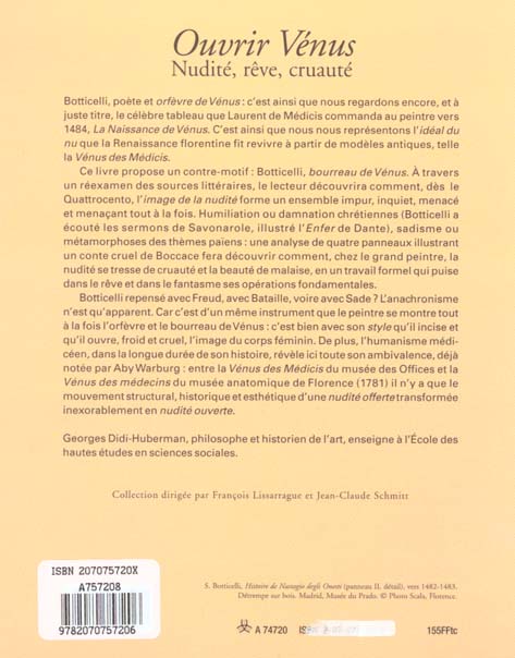 Quatrième de couverture de « L'IMAGE OUVRANTE - I - OUVRIR VENUS - NUDITE, REVE, CRUAUTE »