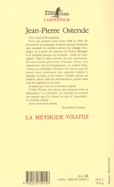 Quatrième de couverture de « LA METHODE VOLATILE »