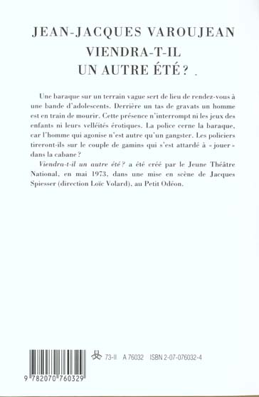 Quatrième de couverture de « VIENDRA-T-IL UN AUTRE ETE ? »