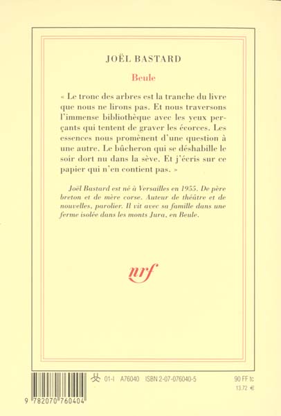 Quatrième de couverture de « BEULE »