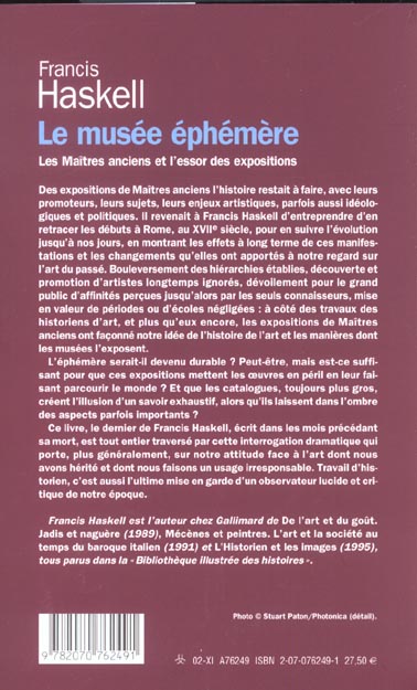 Quatrième de couverture de « LE MUSEE EPHEMERE - LES MAITRES ANCIENS ET L'ESSOR DES EXPOSITIONS »