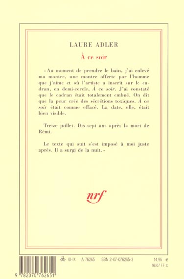 Quatrième de couverture de « À ce soir »