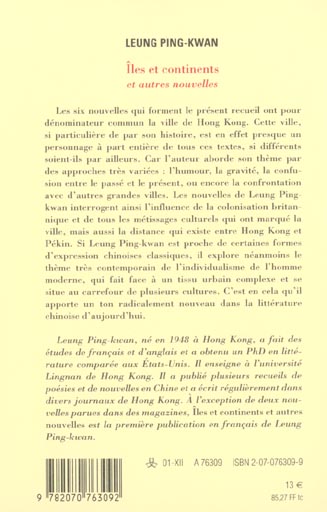 Quatrième de couverture de « ILES ET CONTINENTS ET AUTRES NOUVELLES »