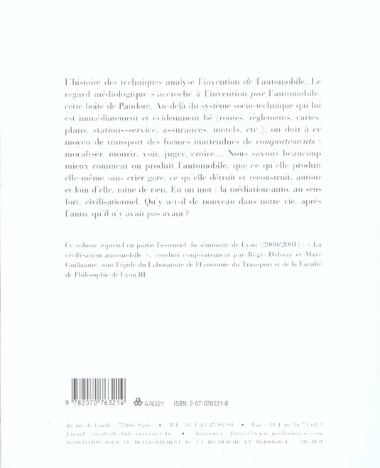 Quatrième de couverture de « AUTOMOBILE »