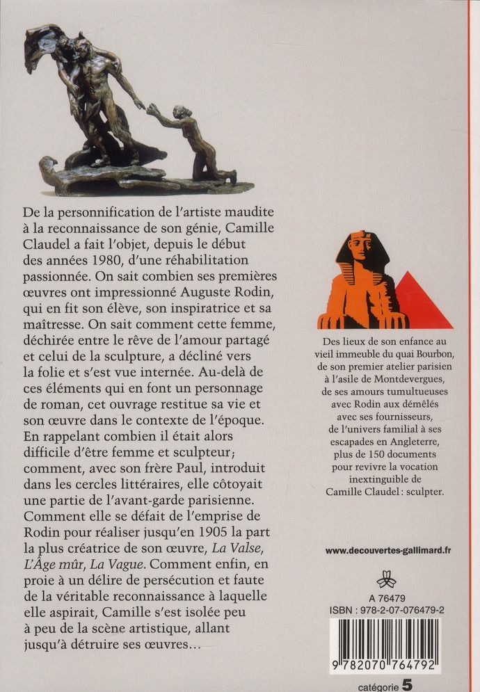 Quatrième de couverture de « CAMILLE CLAUDEL - LE GENIE EST COMME UN MIROIR »
