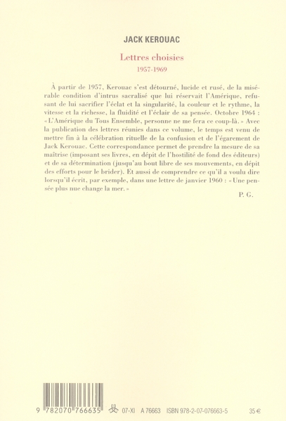 Quatrième de couverture de « LETTRES CHOISIES - (1957-1969) »