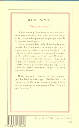 Quatrième de couverture de « VOUS DANSEZ ? »