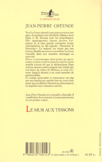 Quatrième de couverture de « LE MUR AUX TESSONS »