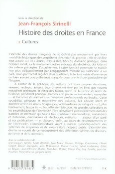Quatrième de couverture de « HISTOIRE DES DROITES EN FRANCE - VOL02 - CULTURES »