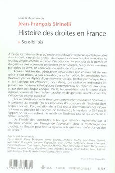 Quatrième de couverture de « HISTOIRE DES DROITES EN FRANCE - VOL03 - SENSIBILITES »