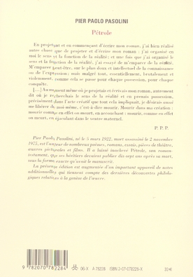 Quatrième de couverture de « PETROLE »