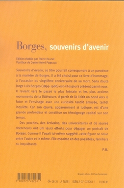 Quatrième de couverture de « BORGES, SOUVENIRS D'AVENIR »