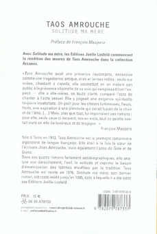 Quatrième de couverture de « SOLITUDE MA MERE »