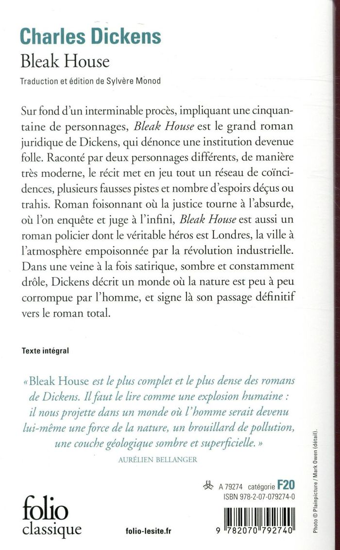 Quatrième de couverture de « BLEAK HOUSE »