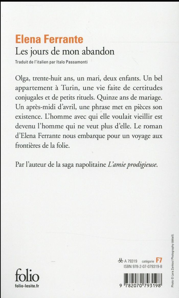 Quatrième de couverture de « Les jours de mon abandon »