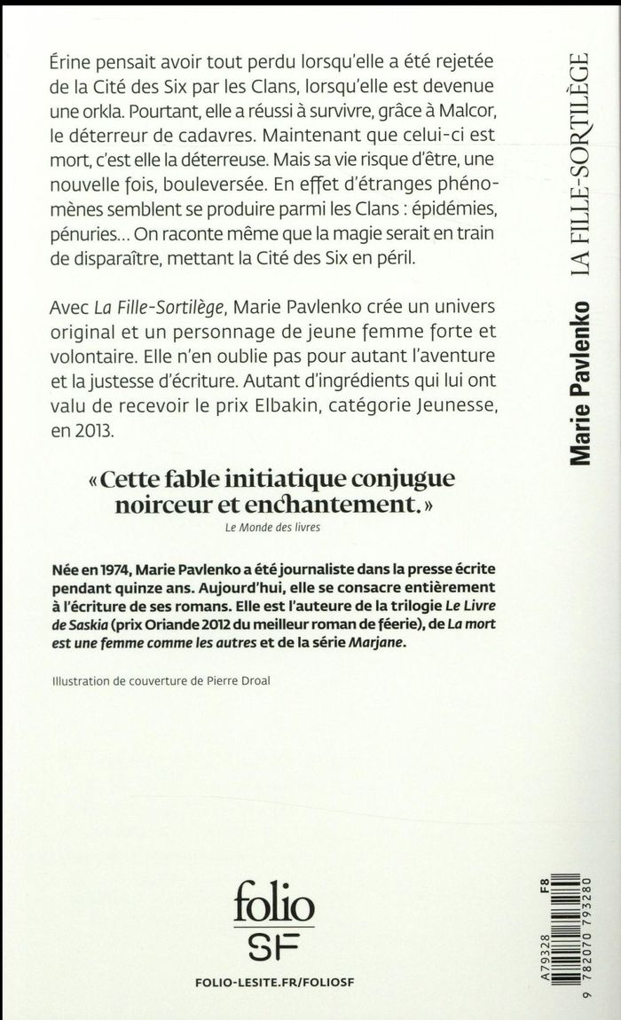 Quatrième de couverture de « La fille-sortilège »
