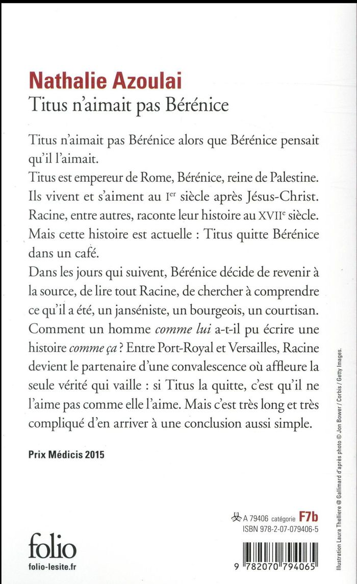 Quatrième de couverture de « Titus n'aimait pas Bérénice »