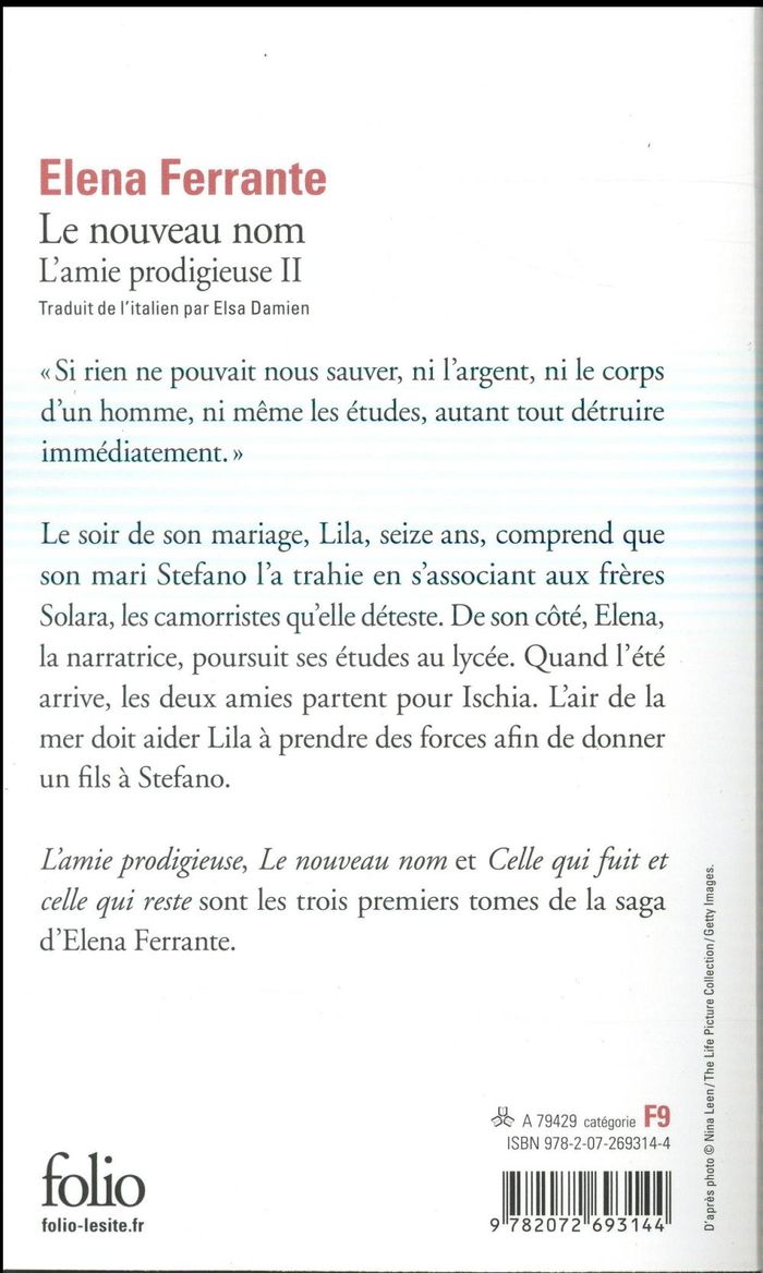 Quatrième de couverture de « L'AMIE PRODIGIEUSE - II - LE NOUVEAU NOM - JEUNESSE »