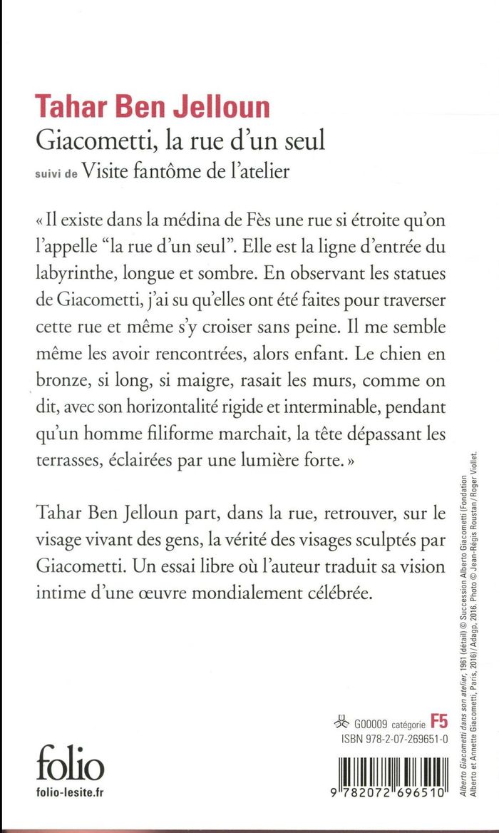 Quatrième de couverture de « Giacometti, la rue d'un seul »
