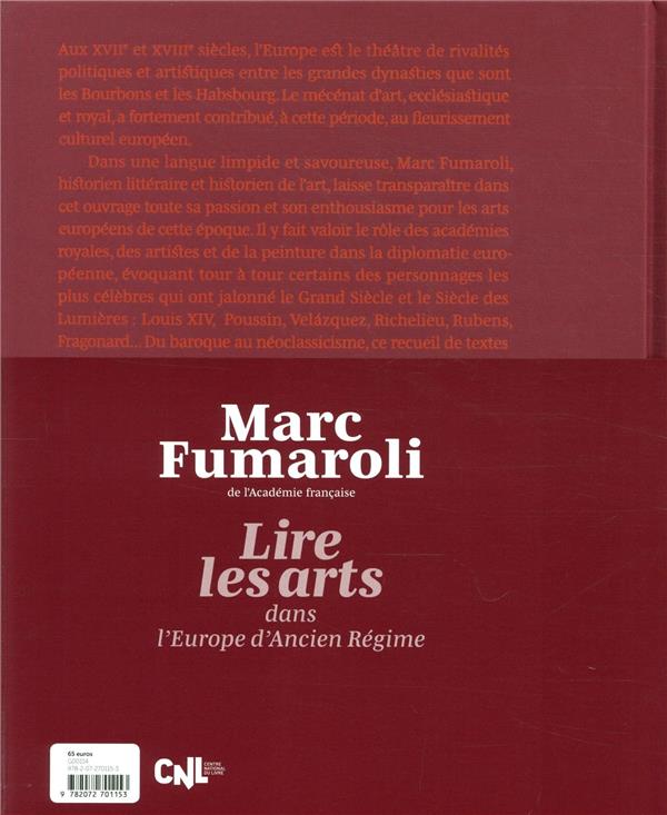Quatrième de couverture de « LIRE LES ARTS DANS L'EUROPE D'ANCIEN REGIME »