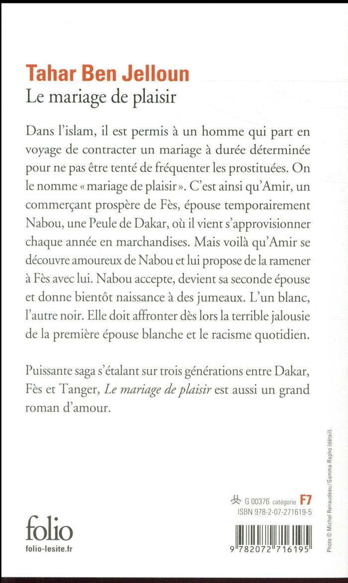 Quatrième de couverture de « Le mariage de plaisir »