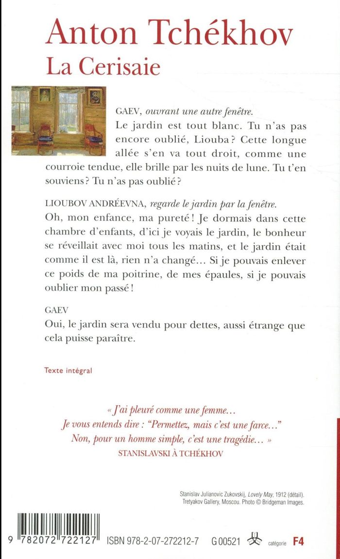 Quatrième de couverture de « La Cerisaie »