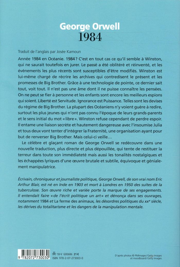 Quatrième de couverture de « 1984 : roman »