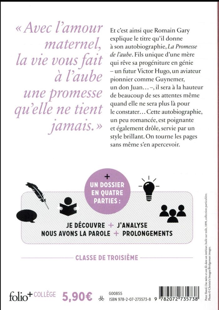 Quatrième de couverture de « La promesse de l'aube : première partie »