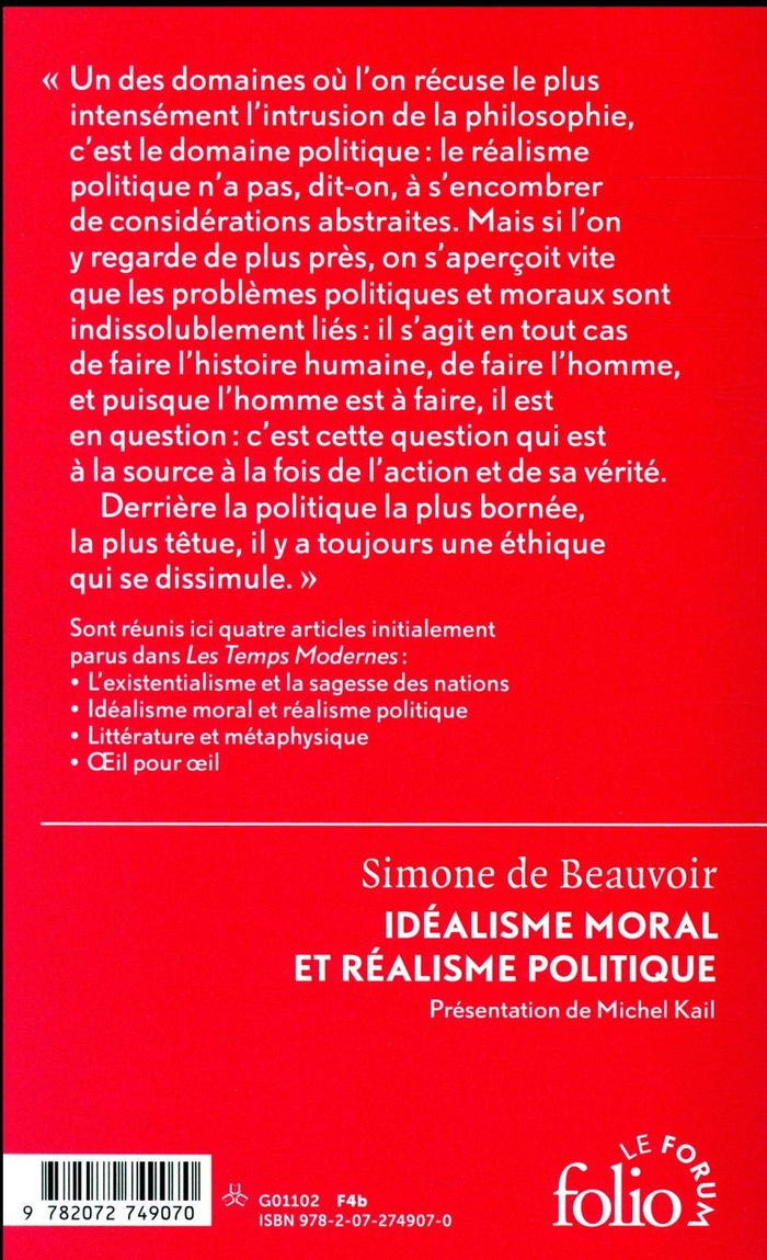 Quatrième de couverture de « Idéalisme moral et réalisme politique »