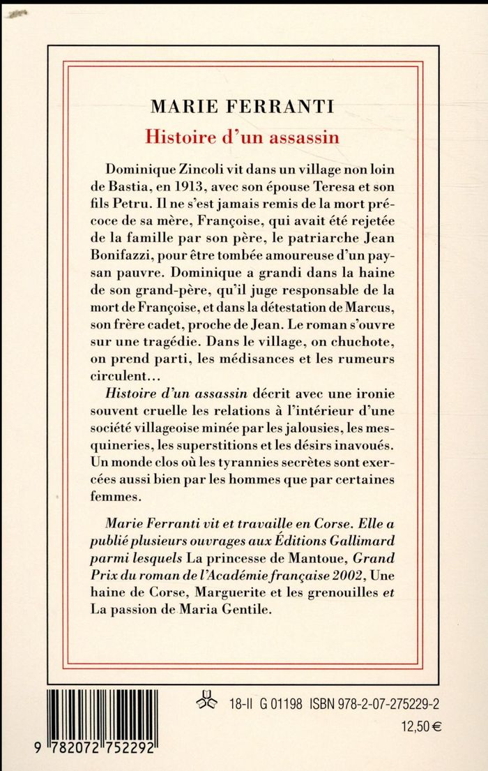 Quatrième de couverture de « Histoire d'un assassin : roman »