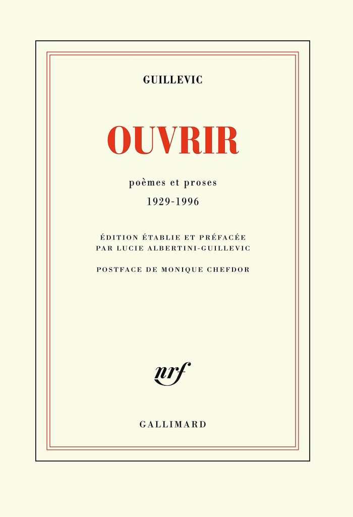 Couverture du livre « OUVRIR - POEMES ET PROSES 1929-1996 » de Eugene Guillevic, librairie Les Contes Infusés à Corte