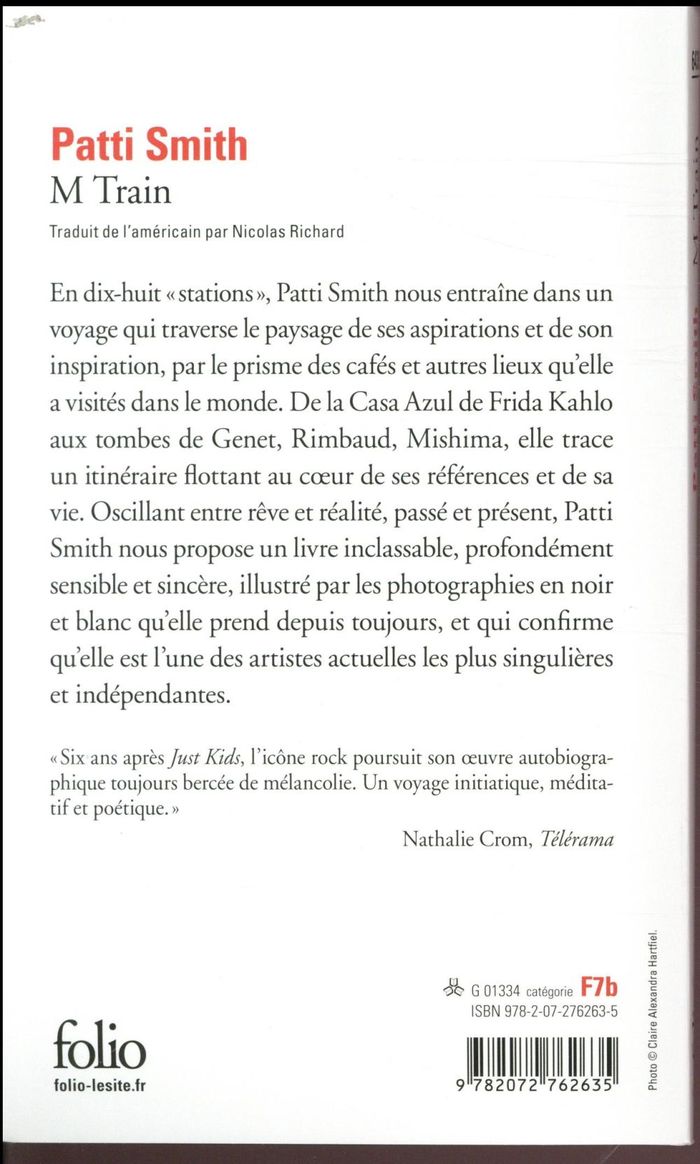 Quatrième de couverture de « M Train »