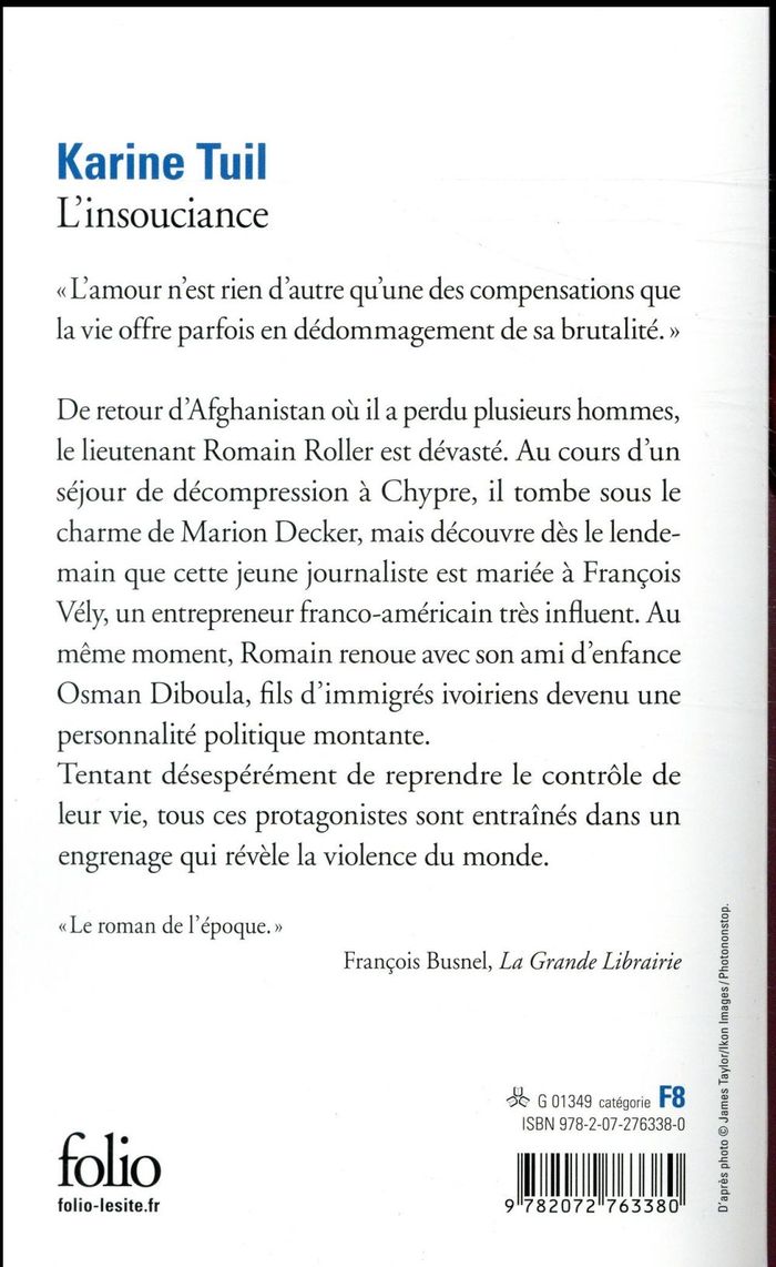 Quatrième de couverture de « L'insouciance »