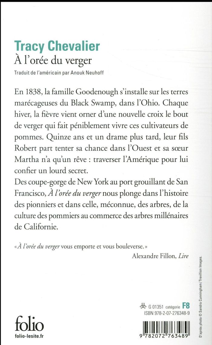 Quatrième de couverture de « À l'orée du verger »