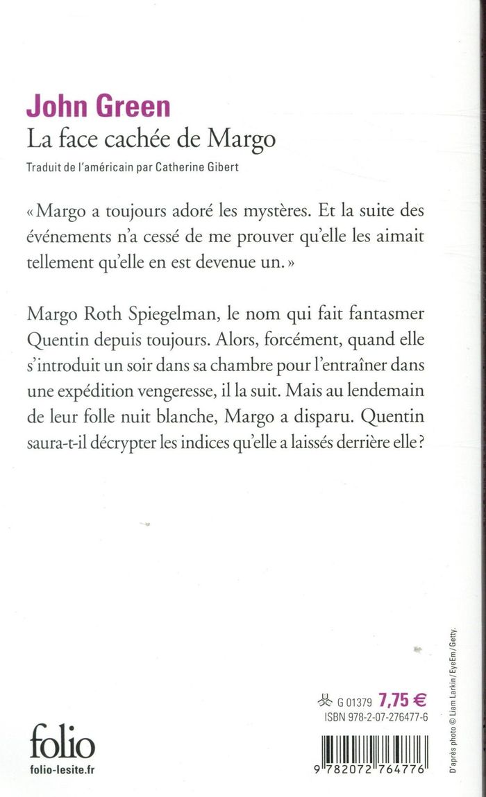 Quatrième de couverture de « La face cachée de Margo »